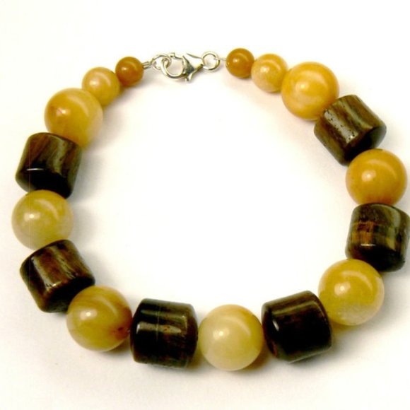 Tigers Eye & Aventurine Sterling Silver Bracelet - Picture 4 of 4